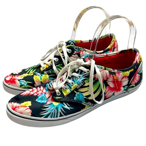Vans Shoes - Vans Authentic Hawaiian Floral Skate Shoe Black Womens‎ Sz 10
